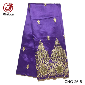 Vải Ren George Châu Phi Đính Cườm Trắng Thời Trang Ấn Độ - Product Image 5