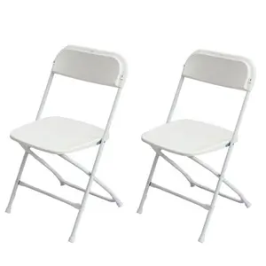 2 Packs of White Plastic Folding Chairs Indoor and Outdoor Events Banquet Folding Chairs