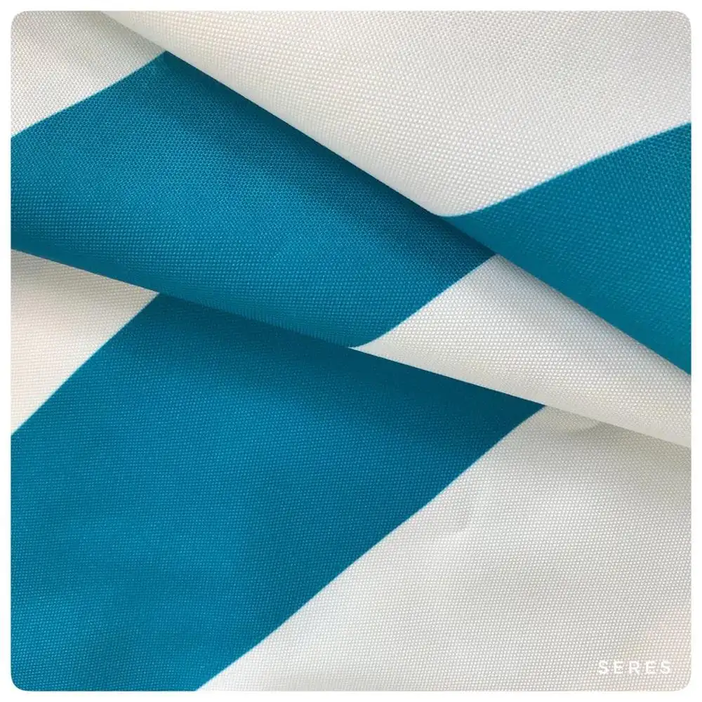 Printing blue and white stripe 600D durable water repellent fabric PU coated for sun umbrella