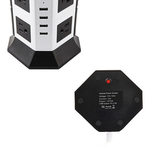 Tour de multiprise verticale, station de charge électrique de protection contre les surtensions, 8 prises de courant avec 4 emplacements USB pour utilisation dans le dortoir de bureau à domicile - Product Image 4