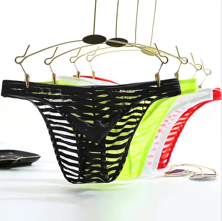 Low rise men sexy transparent brief