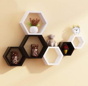 Hexágono de designer de favo de mel, ornamento de prateleira modular de parede, prateleira de armazenamento flutuante, conjunto de 3