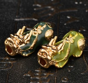 ZN001 Huilin Feng Shui perline di <span class=keywords><strong>ossidiana</strong></span> Mantra intagliato a mano in metallo dorato termocromico osso Pi Yao <span class=keywords><strong>bracciale</strong></span> - Product Image 1