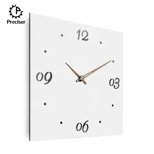 Orologio da parete quadrato in legno stile Vintage bianco per camera da letto