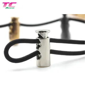 Custom Metal Garment Stopper Accessories Thread Drawstring Cord End with Metal Spring Rope Toggle Stopper for Cord Lock