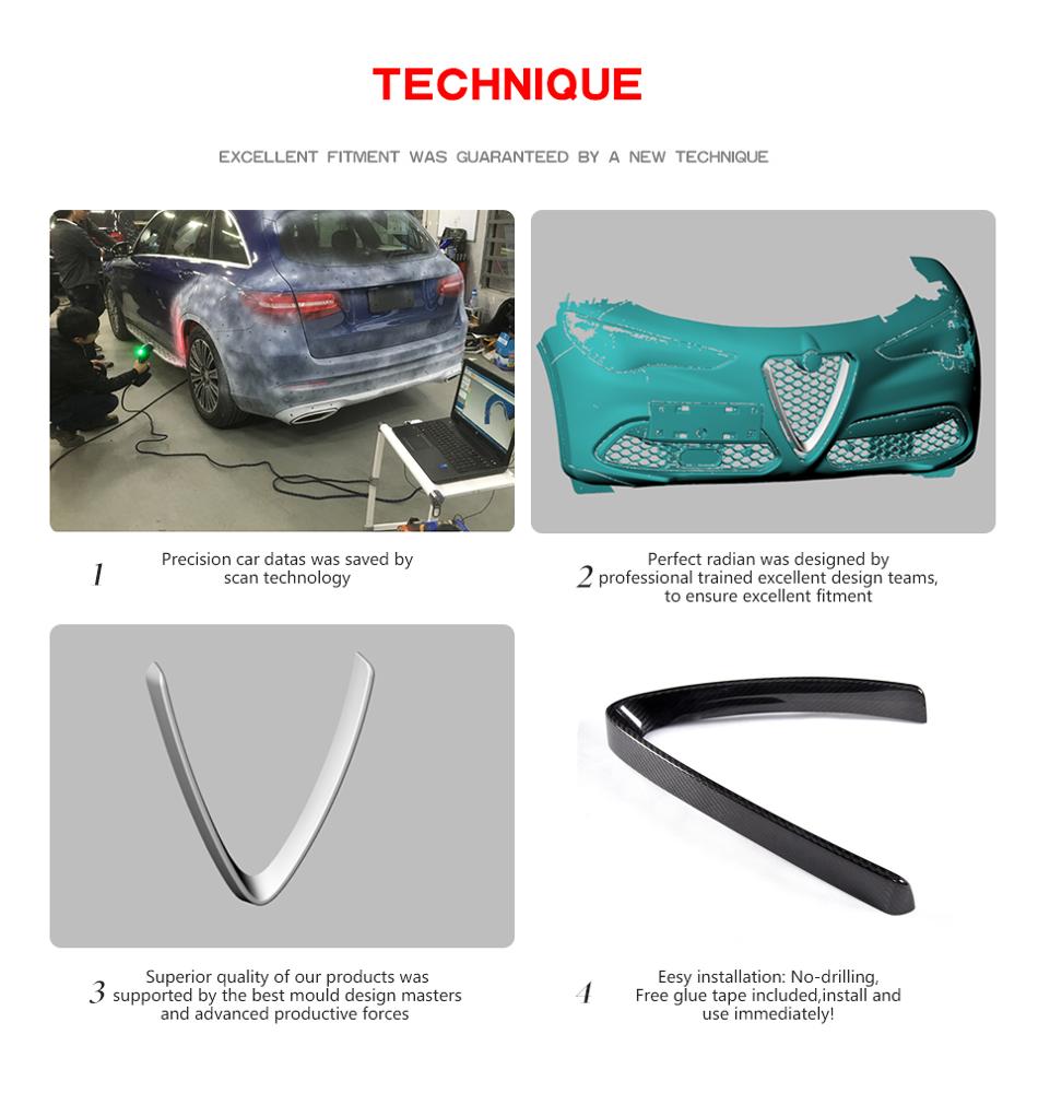 V Shape Carbon Fiber Car Grill Frame Cover for Alfa Romeo