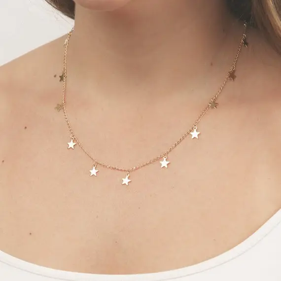 Chaîne pendentif pour femme, nouvelle mode, collier Lariat, 8 étoiles