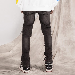 OEM thời trang đường phố của nam giới Skinny Biker Jeans giữa Slim phù hợp với cổ điển thẳng denim quần dây kéo ánh sáng đau khổ không thấm nước OEM - Product Image 5