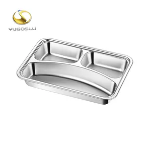 High Quality Stainless Steel 3 Compartment Lunch Box Cheap Bulk Sale Insulated Fast Lunch Plate Hospital Food Tray For Jail