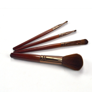 Nhãn Hiệu Riêng Tùy Chỉnh OEM Nylon Tóc Cà Phê Màu Gỗ Xử Lý <span class=keywords><strong>4</strong></span> Mảnh Bóng Mắt Phấn Má Hồng Trang Điểm Bàn Chải Thiết Lập - Product Image 3