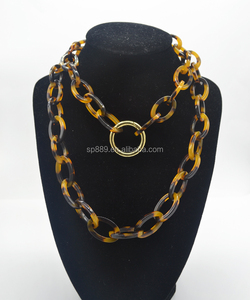 Trang Sức Thời Trang Kinh Tế Rùa Thép Vòng Cổ Vintage Acetate Vòng Cổ Kim Loại Liên Kết Chuỗi Dài - Product Image 2