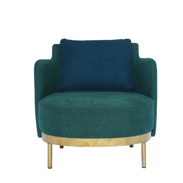 Luxus runder Ein-Sitzer-Sofa Stuhl Metallbasis grün Wohnzimmer Stoffsofas