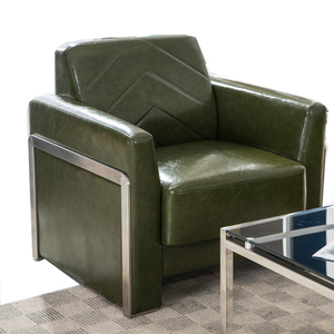 David HL-8035 clásico contemporáneo de acero inoxidable Recepción de oficina de cuero sofá - Product Image 1