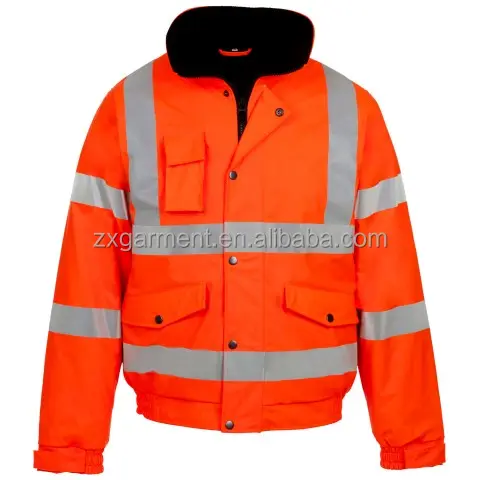 Hi Vis winter jacket men pu bomber jacket custom work wear factory