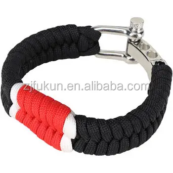 Bracelet brésilien paracorde pour hommes et femmes, bijou de survie, laque réglable, en acier inoxydable, bon marché, vente en gros, jiu-jitsu