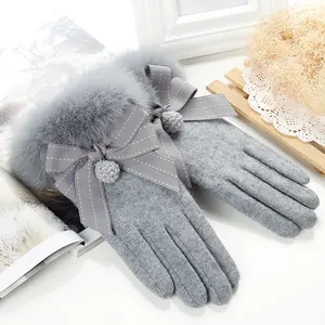 Heißer Verkauf Geshida Damenmode Wolle Polyester Fliege Frauen Winter Touchscreen Handschuhe