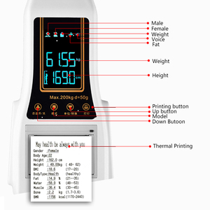 Balança corporal inteligente, máquina elétrica LCD digital para impressão térmica médica, medidor de altura e peso, medida precisa de etiquetas