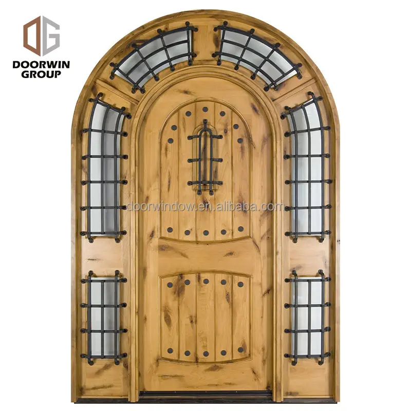 Doorwin अमेरिकी गर्म बिक्री घर गेट धनुषाकार दौर शीर्ष डिजाइन मुख्य प्रवेश द्वार आंतरिक ठोस लकड़ी फ्रेंच दरवाजे