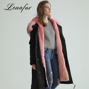 Rose Réel <span class=keywords><strong>De</strong></span> Fourrure <span class=keywords><strong>De</strong></span> Vison Doublure Fourrure <span class=keywords><strong>De</strong></span> Raton Laveur Col <span class=keywords><strong>De</strong></span> Fourrure Parka Manteau pour les Femmes - Product Image 3
