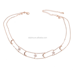 <span class=keywords><strong>Collana</strong></span> girocollo a catena doppia moda <span class=keywords><strong>con</strong></span> stella Boho in <span class=keywords><strong>pietra</strong></span> nera CZ in oro rosa - Product Image 3