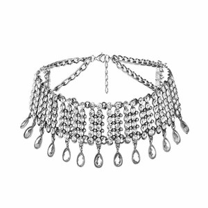 <span class=keywords><strong>Collar</strong></span> y colgante de cristal transparente de estilo bohemio, cadena doble de moda, abalorio de boda, Gargantilla, <span class=keywords><strong>Collar</strong></span> al por mayor - Product Image 1