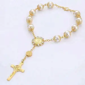 Religiöser Schmuck Großhandel China Jungfrau Maria verstellbare Schnur katholisches Gebet Rosenkranz Armband