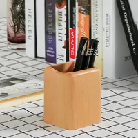 Kreative Büro Lagerung Buche Halter quadratischen Desktop Massivholz Stift halter Behälter