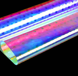 <span class=keywords><strong>Film</strong></span> Dichroic <span class=keywords><strong>PVC</strong></span> Reflektif Transparan Warna Emas Biru untuk Membuat Tas dan Kain - Product Image 3