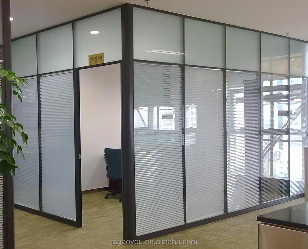 Mampara fija de vidrio para oficina, Instalación fácil, insonorización
