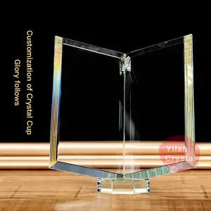 YL-4011 Hàng Ngày Đặc Biệt Phổ Biến Giá Rẻ Trống Glass Book Trophy Giải Thưởng Cho Thể Thao Cung Cấp Giải Thưởng Quà Tặng