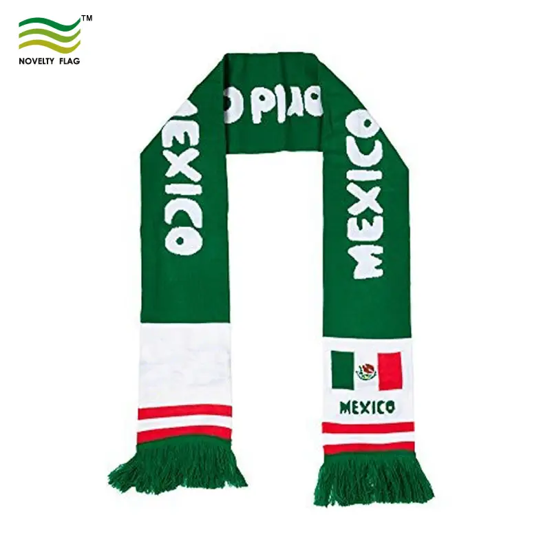 Personalizar satén Spandex tejido Acyclic México aficionados bufandas de fútbol