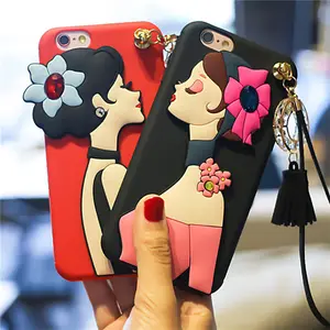 Coque เคส Tpu สำหรับโทรศัพท์สุภาพสตรีประดับพู่ห้อยเพชร,เคสสำหรับ iPhone 7/7 Plus/ 6/6S Plus