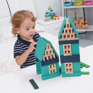 Diy creative kids learn and play educational toy colorful printing wooden construction blocks - Product Image 2