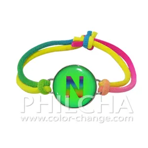 Pulsera de cuerda elástica Tie Dye para niños, brazalete de estado de ánimo, pulsera que cambia de Color