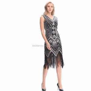 BestDance 1920s 20s 30sビンテージドレスGastbyパーティークラブドレススパンコールフリンジフラッパードレスコスチュームOEM - Product Image 3