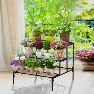 Haute qualité 3 niveaux métal plante support escalier Style conception grande étagère de <span class=keywords><strong>jardin</strong></span> Pot de fleur affichage fer Patio support usage domestique - Product Image 6