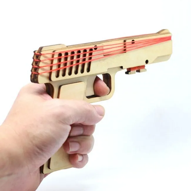 Recién llegado, juguete para niños, pistola de madera cortada con láser 3D