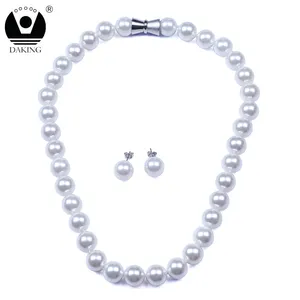new design fashion jewelry wedding handmade shell pearl necklace jewelry set with earring