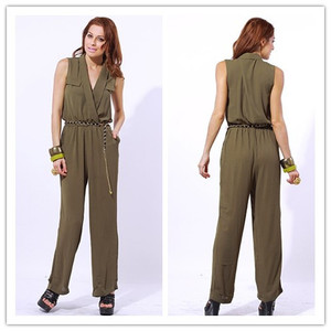 plus clubwear gasa <span class=keywords><strong>mujeres</strong></span> las <span class=keywords><strong>mujeres</strong></span> del <span class=keywords><strong>ejército</strong></span> verde <span class=keywords><strong>militar</strong></span> de carga estilo mameluco del mono - Product Image 1