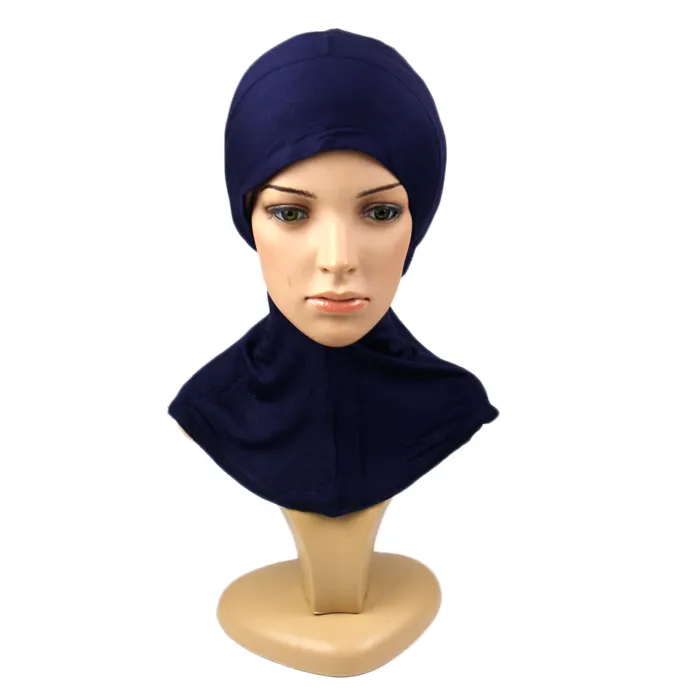Чехол для подбородка ниндзя, однотонная женская футболка с полным покрытием, хлопковый хиджаб с внутренней частью под шарф, хиджаб, шапка