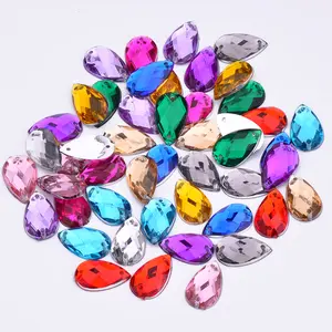 Fashion Sew On 18*25mm Big Size Colorful Drops Crystal Applique Flatback Acrylic Strass Diamond Sewing Rhinestone For DIY Crafts