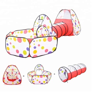 Tente de jeu pour enfants, tente de jeu en forme de Tunnel pour tipi, facile à plier, 3 pièces, pour maison de jeux en plein air, <span class=keywords><strong>cabane</strong></span> et piscine de boules d'océan - Product Image 2