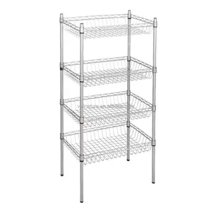 Drie Tier Medium Bronzen Metalen Bedrade Grid Storage Rolling Bedrade Rack Winkelwagen