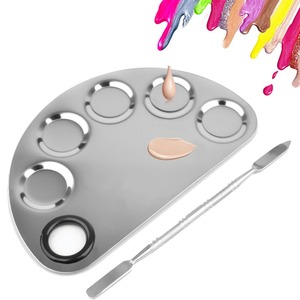 De acero inoxidable paleta de maquillaje de espátula Semi círculo de sombra de ojos de Color de esmalte de uñas paleta de mezcla de la <span class=keywords><strong>placa</strong></span> - Product Image 1