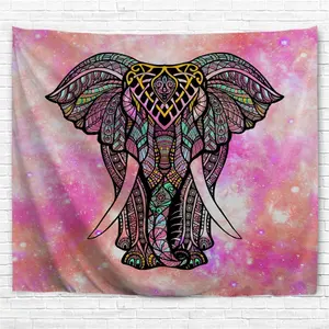 Handpainting Watercolor Elephant 3D Digital Printed Polyester Tapestry Wall Hanging