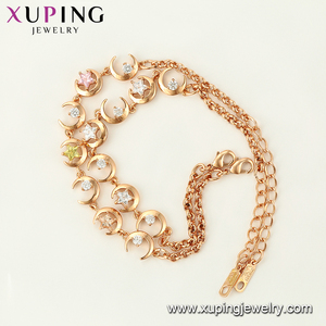 75819 Xuping Fashion Gift Jewelry Gold Plated Moon and <strong>Star</strong> Shape Crystal Charm Bracelet - Product Image 3