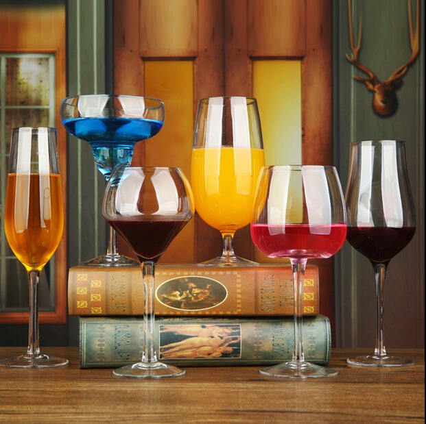 Haonai popular colored wine glass cups red goblet wine glass OEM color wine glass cup with stem