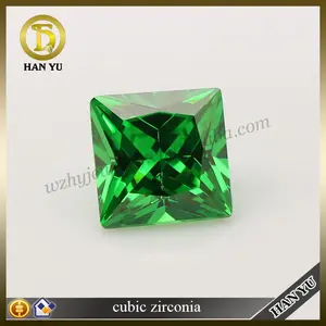 Top calidad cuadrado verde diamante de talla princesa de zirconia cubica