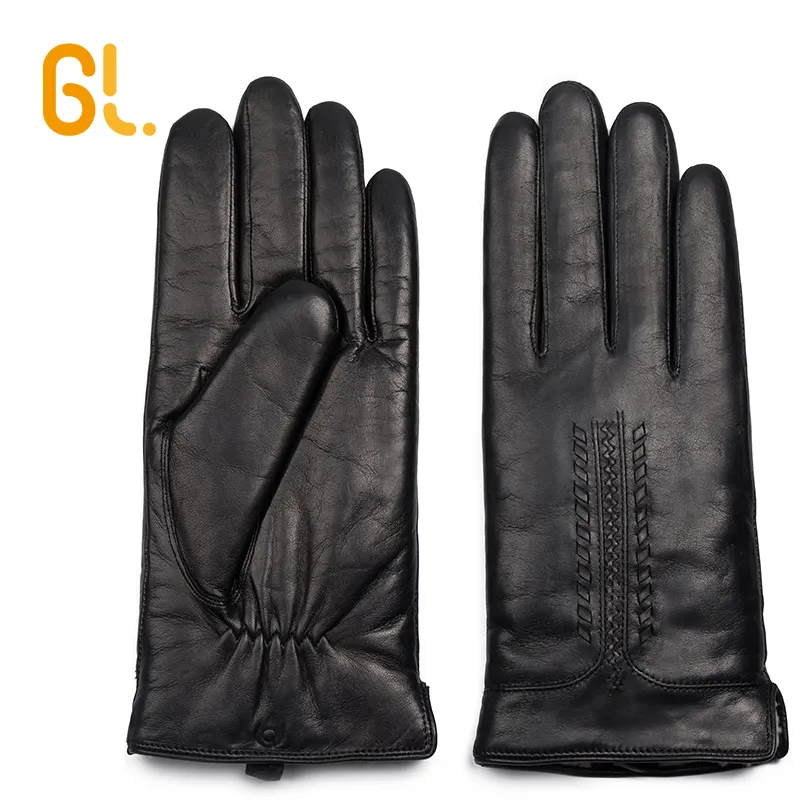 Мужские толстые черные перчатки из козьей кожи для вождения в Европе