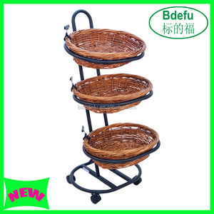 Estante de Mimbre de 3 Niveles para Exhibición de Frutas en Supermercados, Organizador de Mimbre para una Organización Eficaz - Product Image 4